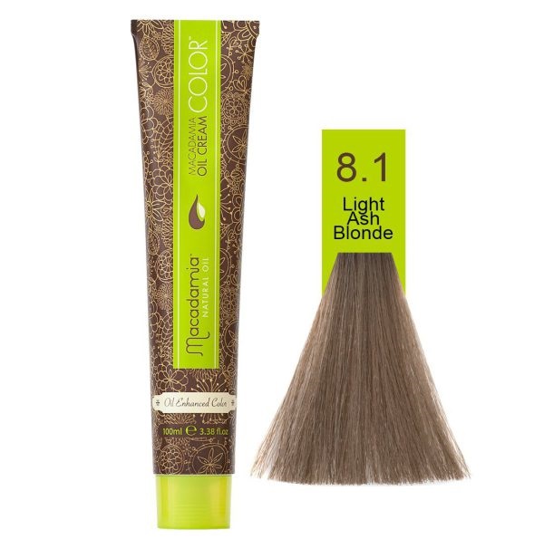 رنگ موی ماکادامیا شماره 8.1 حجم 100 میلی لیتر رنگ بلوند دودی روشن