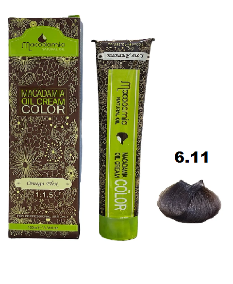 رنگ مو ماکادامیا شماره 6.11 رنگ بلوند دودی تیره قوی حجم 100 میل