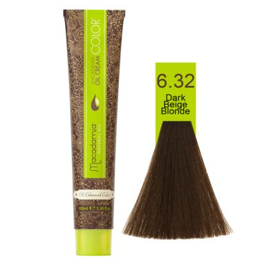 رنگ موی ماکادامیا شماره ۶.۳۲ حجم ۱۰۰ میلی لیتر رنگ بلوند بژ تیره