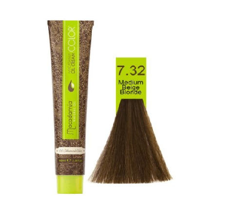 رنگ موی ماکادامیا شماره ۷.۳۲ حجم ۱۰۰ میلی لیتر رنگ بلوند بژ