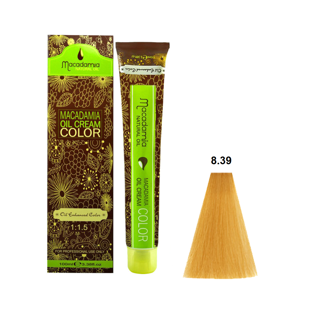 رنگ مو ماکادامیا شماره 8.39 رنگ بیسکویتی روشن حجم 100 میل