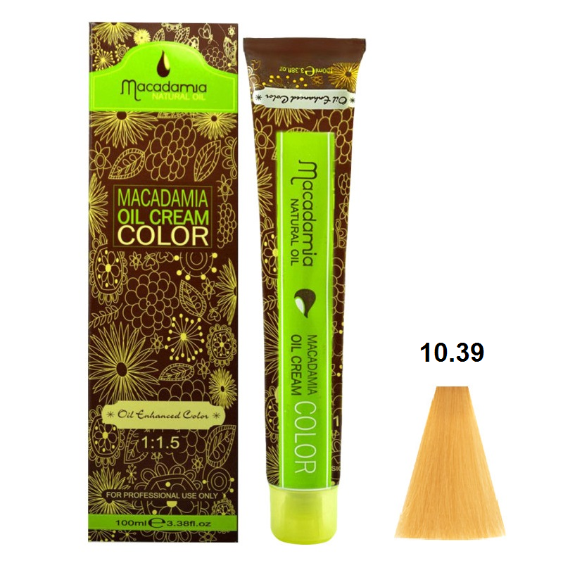 رنگ موی ماکادامیا شماره 10.39 حجم 100 میلی لیتر رنگ بیسکوییتی خیلی روشن