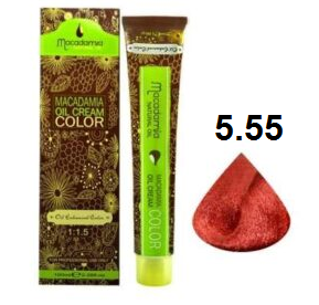 رنگ موی ماکادامیا شماره 5.55 حجم 100 میلی لیتر رنگ فندقی ماهاگونی روشن