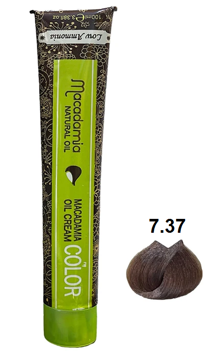رنگ موی ماکادامیا شماره 7.37 حجم 100 میلی لیتر رنگ کارامل طلایی متوسط