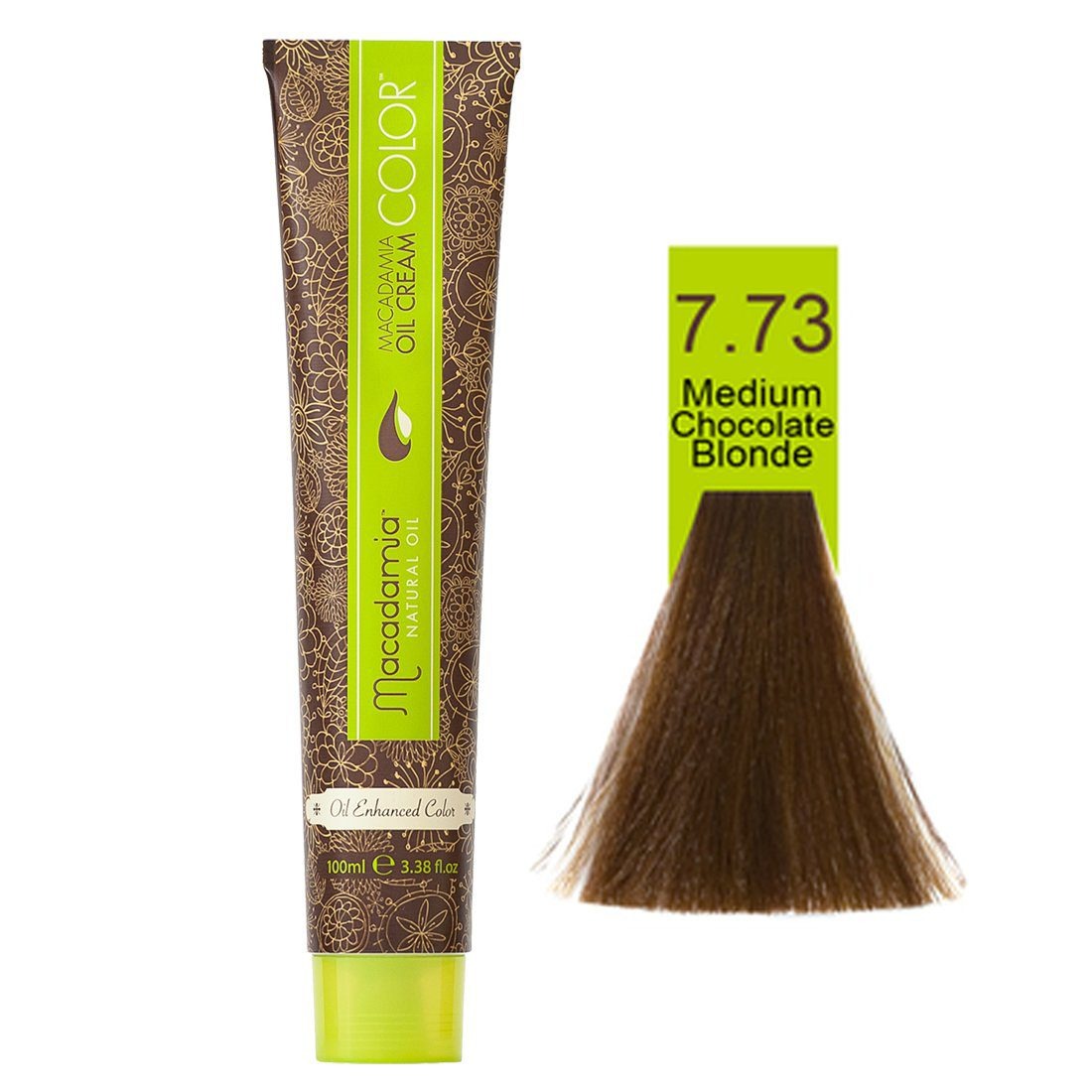 رنگ موی فاقد آمونیاک ماکادمیا شماره 7.73 حجم 100 میلی لیتر رنگ بلوند نسکافه ای