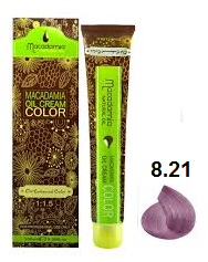 رنگ مو ماکادامیا 8.21 رنگ بلوند خاکستری بنفش روشن حجم100میل Macadamia