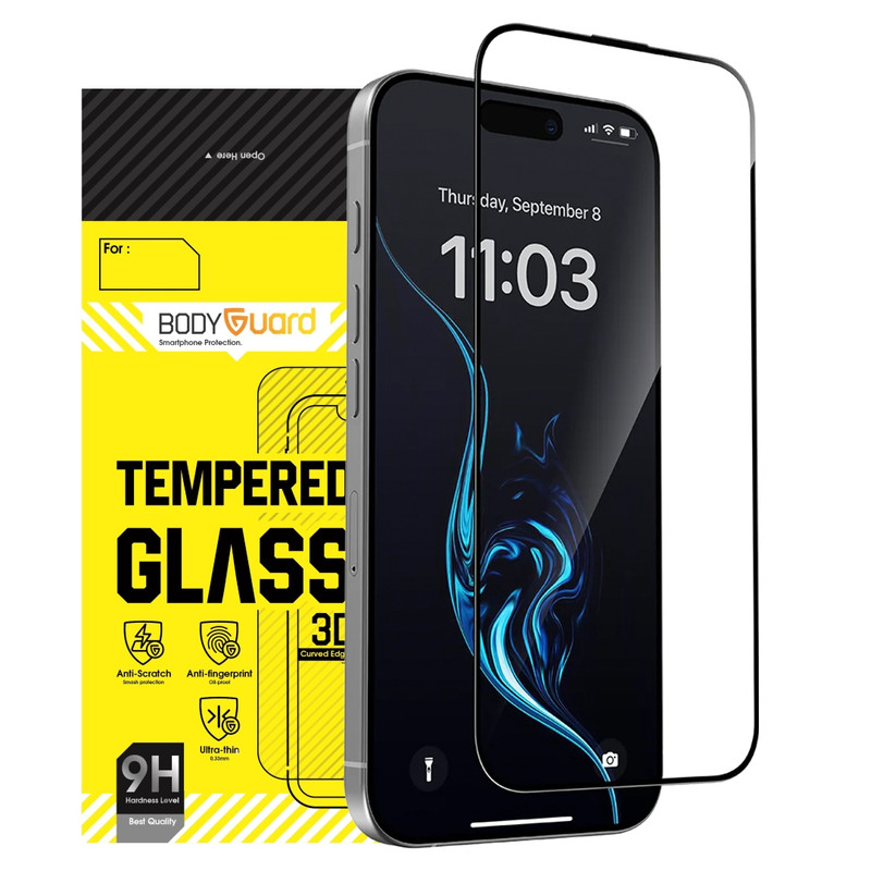 محافظ صفحه نمایش شیشه ای بادیگارد مدل FIP مناسب برای گوشی موبایل اپل iPhone 17