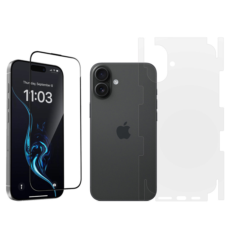 محافظ صفحه نمایش بادیگارد مدل HighGss مناسب برای گوشی موبایل اپل iPhone 16 به همراه محافظ پشت گوشی