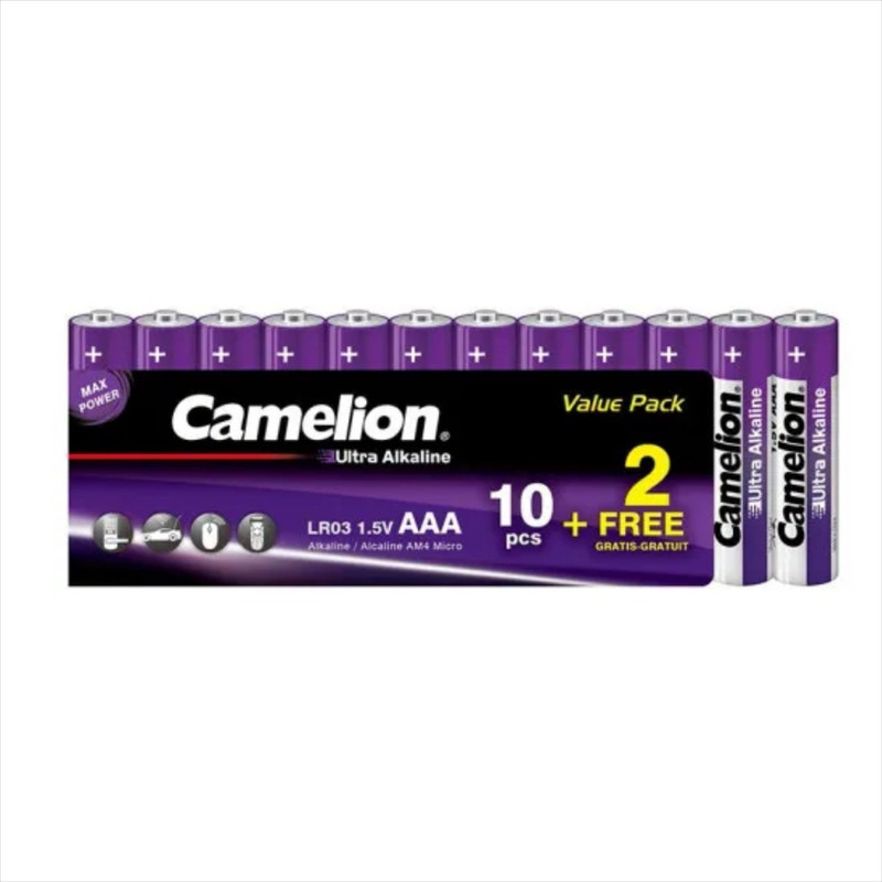 باتری نیم قلمی کملیون مدل ultra alkaline 10+2 بسته 12 عددی