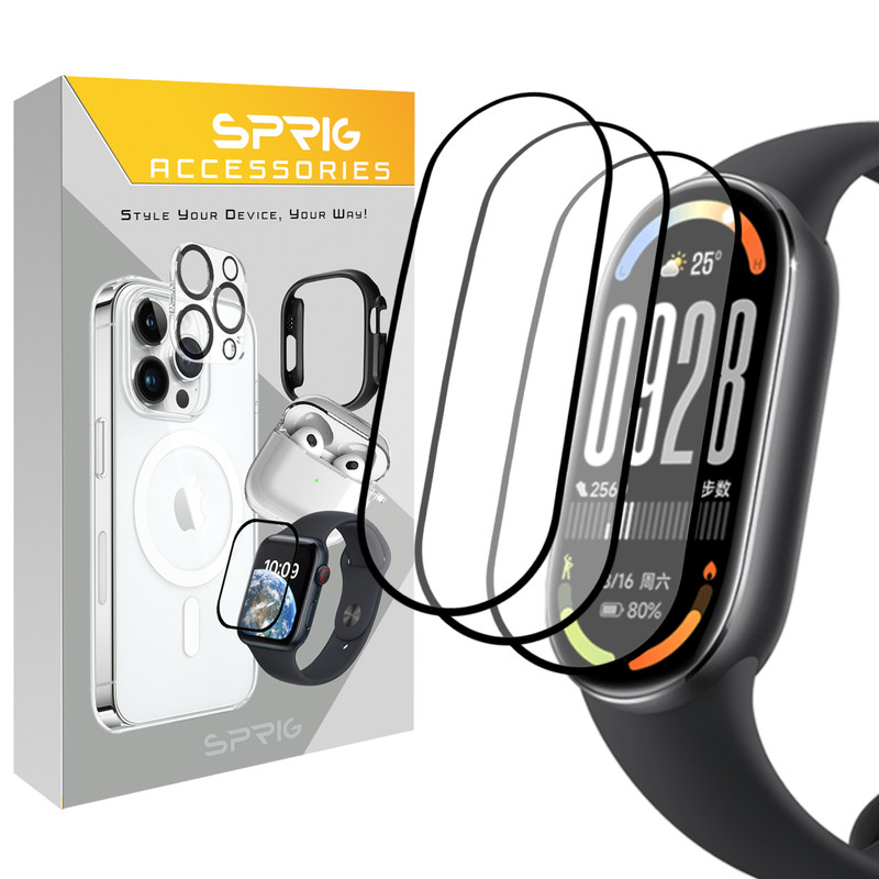 محافظ صفحه نمایش اسپریگ مدل Pmma-SPG مناسب برای ساعت هوشمند شیائومی Mi band 10 مجموعه 3 عددی