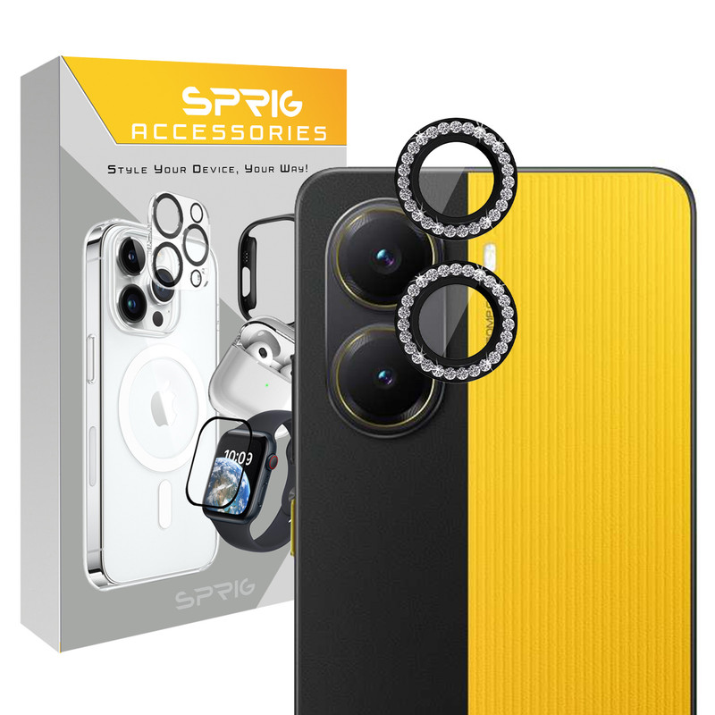 محافظ لنز دوربین اسپریگ مدل Ring Metal Diamond مناسب برای گوشی موبایل شیائومی Poco X7 Pro