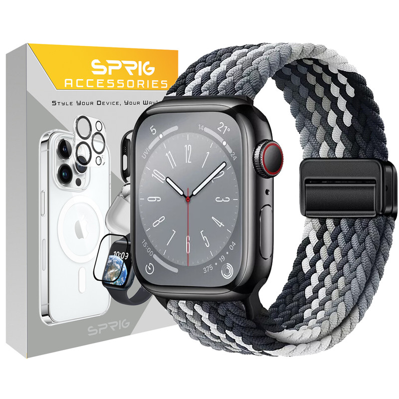 بند اسپریگ مدل Magnetic loop Braided مناسب برای اپل واچ سری Se/1/2/3/4/5/6/7/8/9/Ultra/Ultra2 سایز 42/44/45/49mm