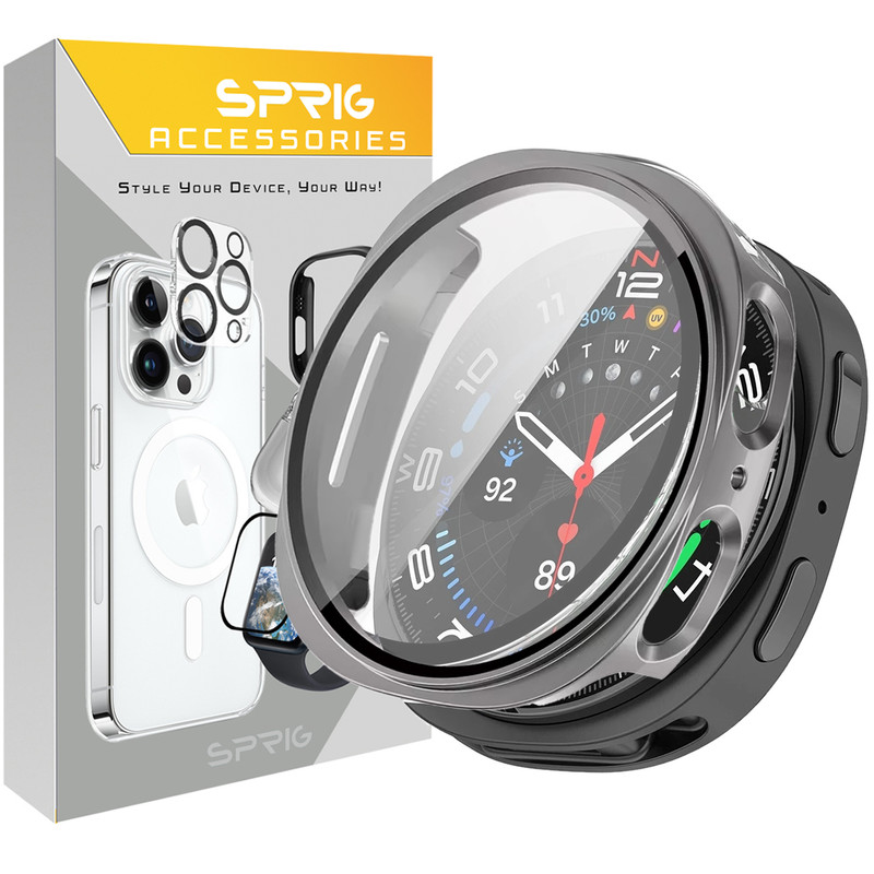 کاور اسپریگ مدل HD PCGLS مناسب برای ساعت هوشمند سامسونگ Galaxy Watch 8 40mm به همراه محافظ صفحه نمایش