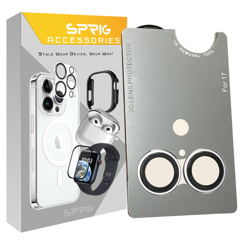 محافظ لنز دوربین اسپریگ مدل Ring metal Luxury مناسب برای گوشی موبایل اپل Iphone 17