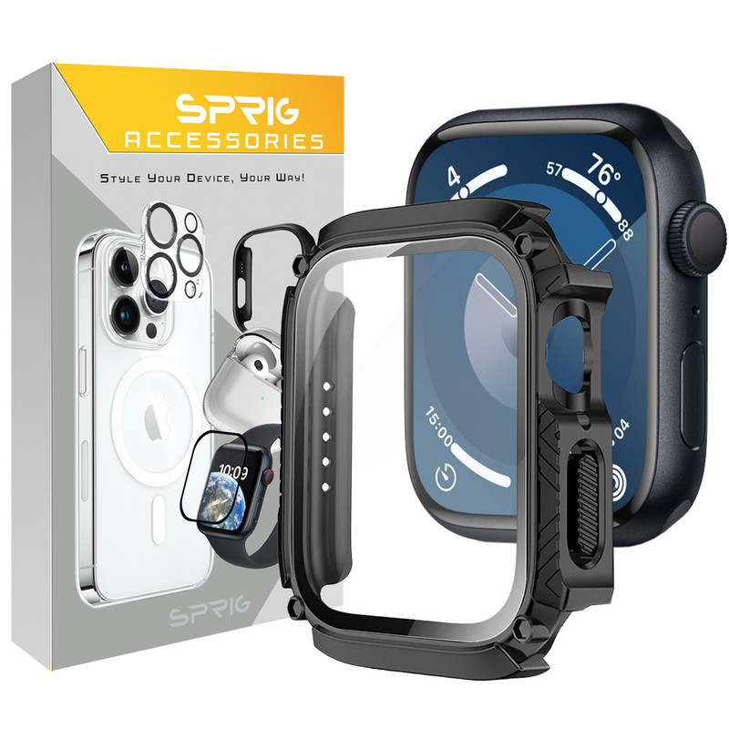 کاور اسپریگ مدل Armor Guard مناسب برای اپل واچ Series 8 45mm / Series 7 45mm / Series 9 45mm به همراه محافظ صفحه نمایش