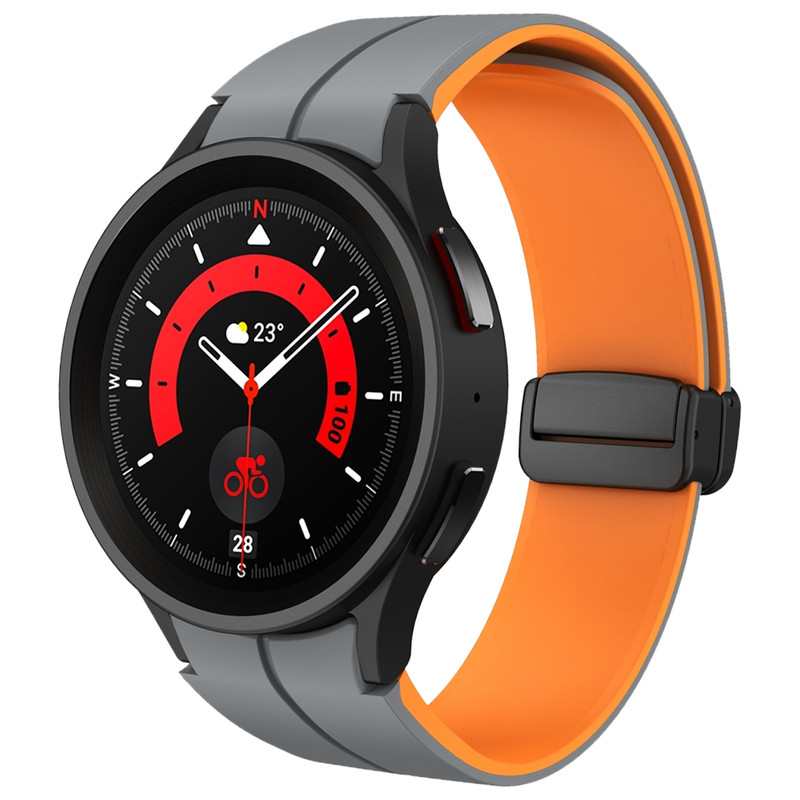 بند اسپریگ مدل Silicone MAG ORG DualC مناسب برای ساعت هوشمند سامسونگ Galaxy Watch 4 40mm/4 44mm/5 40mm/5 44mm/6 40mm/6 44mm/7 40mm/7 44mm