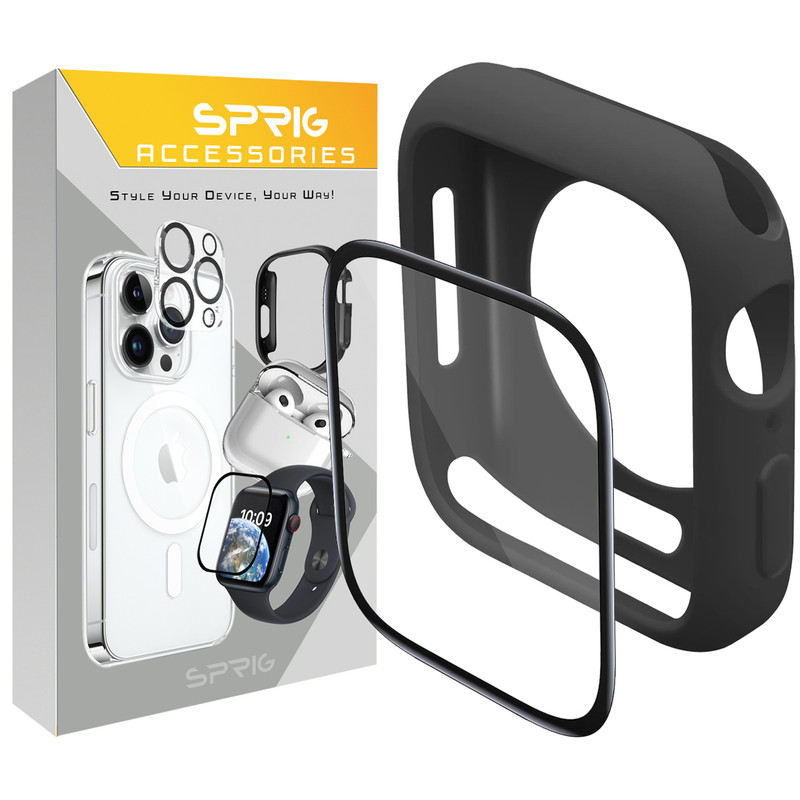 کاور اسپریگ مدل Jelly Protective GLS مناسب برای اپل واچ سری 4/5/6/Se سایز 44 میلی متری به همراه محافظ صفحه نمایش