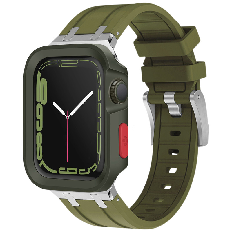 بند اسپریگ مدل Silicone AP Amizze مناسب برای اپل واچ Series SE 2022 44mm / SE 2021 44mm / Series 5 44mm / Series 6 44mm / SE 44mm به همراه کاور