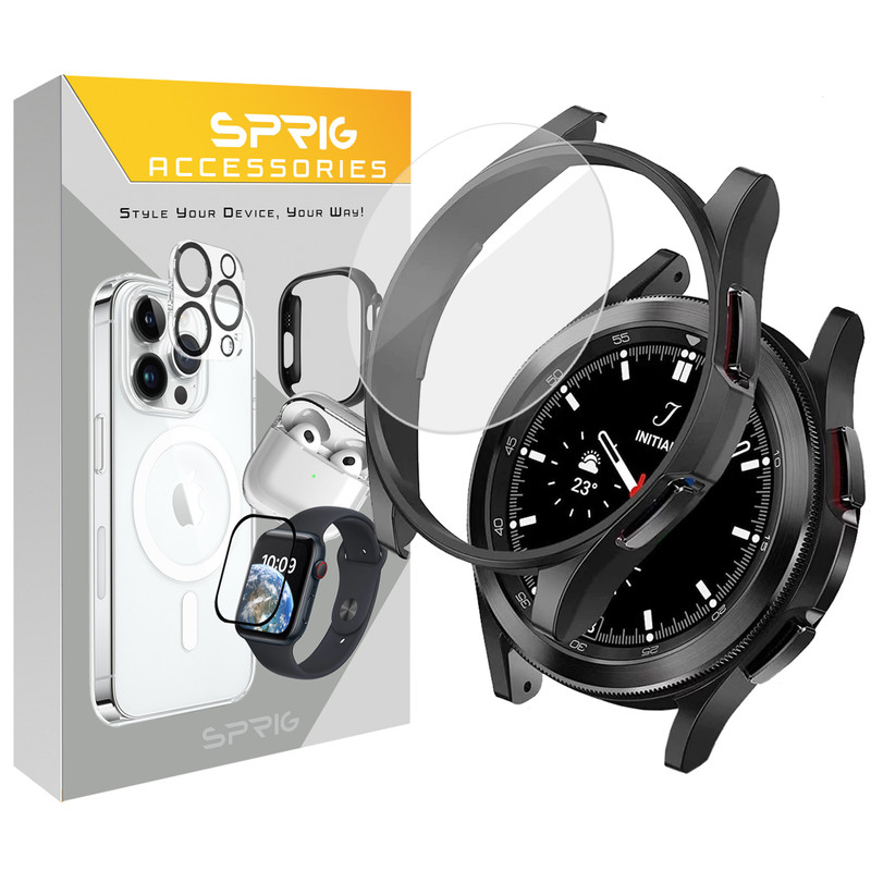 کاور اسپریگ مدل PC Guard Bump مناسب برای ساعت هوشمند سامسونگ Galaxy Watch 4 Classic 46mm به همراه محافظ صفحه نمایش