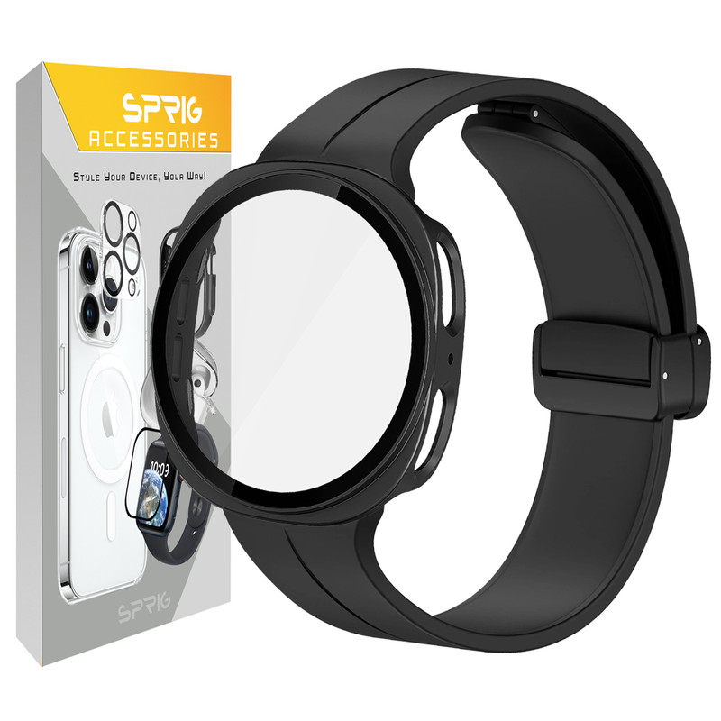 بند اسپریگ مدل Silic Mag GuardGLS W8 مناسب برای ساعت هوشمند سامسونگ Galaxy Watch 8 40mm به همراه کاور