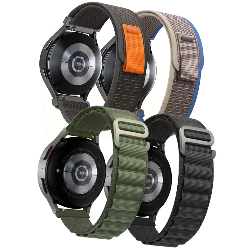 بند اسپریگ مدل Eco-Alpine-Trail مناسب برای ساعت هوشمند سامسونگ Galaxy Watch 4/5/6/7/FE سایز 40/43/44/46/47 میلی متری مجموعه 4 عددی