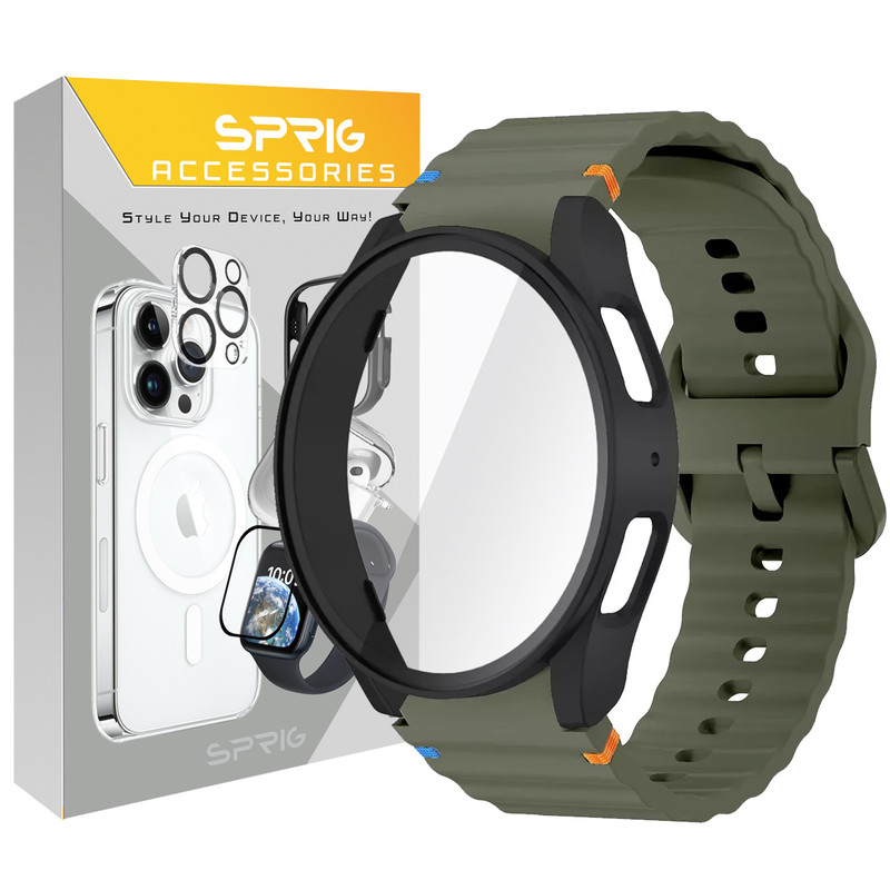 بند اسپریگ مدل Silic NewV-Guard مناسب برای ساعت هوشمند سامسونگ Galaxy Watch 7 40mm به همراه کاور