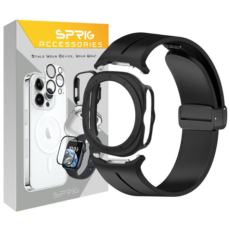 بند اسپریگ مدل Silic Magnet Guard مناسب برای ساعت هوشمند سامسونگ Galaxy Watch Ultra 47mm به همراه کاور