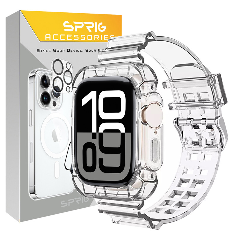 بند اسپریگ مدل Clear Shock مناسب برای اپل واچ Series 10 46mm Aluminum