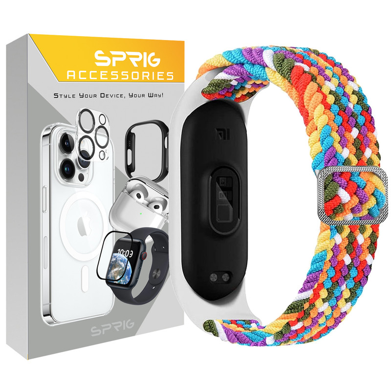 بند اسپریگ مدل Rainbow Braided مناسب برای ساعت هوشمند شیائومی Mi band 3/4/5/6/7