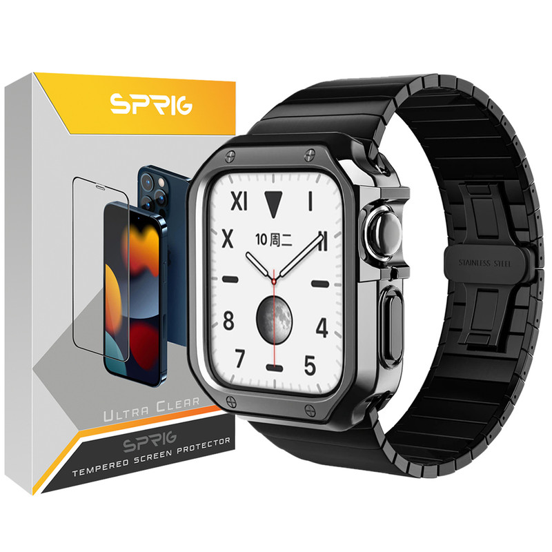 بند اسپریگ مدل Swatch مناسب برای اپل واچ 45 / 44 / 42 میلی متری به همراه کاور