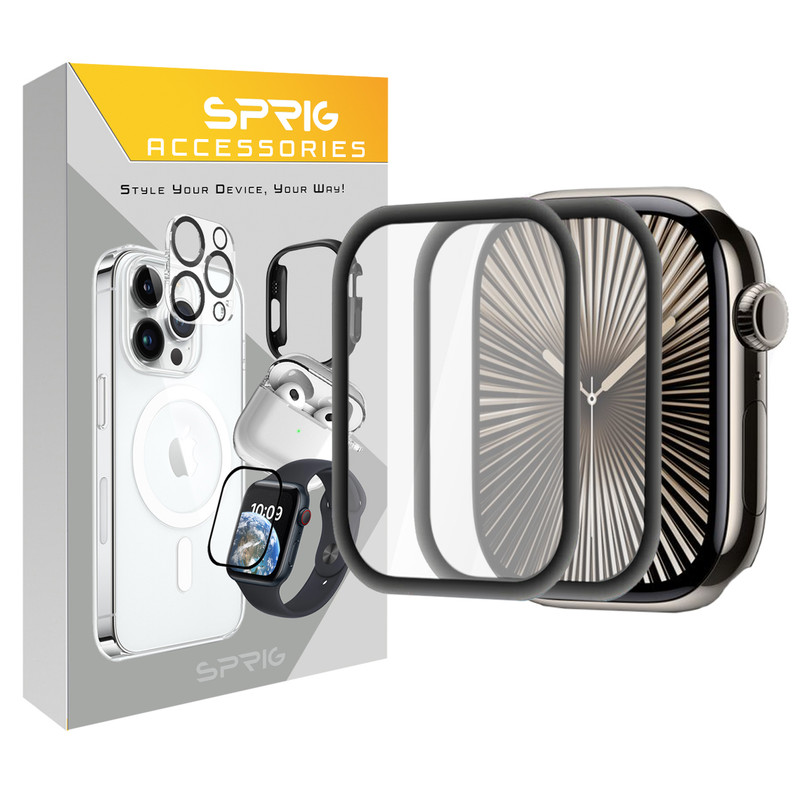 محافظ صفحه نمایش اسپریگ مدل Pmma-SPG مناسب برای اپل واچ Series 10 46mm بسته دو عددی