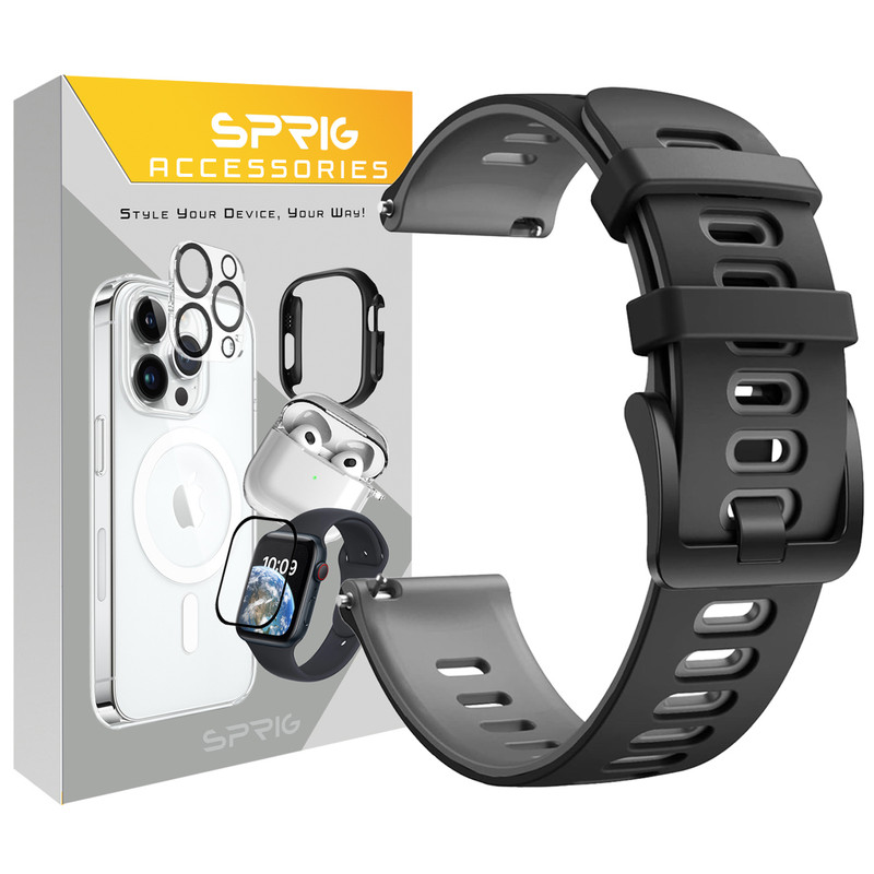 بند اسپریگ مدل Hike BL-Gray مناسب برای ساعت هوشمند سامسونگ Galaxy Watch Active 2 40mm / Active 2 44mm / Watch 3 size 41mm / Galaxy Watch 4 40mm / watch 4 42mm / watch 4 44mm / watch 4 classic 46mm