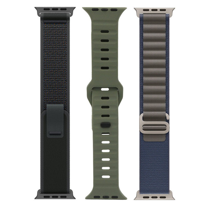 بند اسپریگ مدل Trend Mix-2 مناسب برای اپل واچ سری Se/1/2/3/4/5/6/7/8/9/10/Ultra/Ultra2 سایز 42/44/45/46/49mm مجموعه 3 عددی