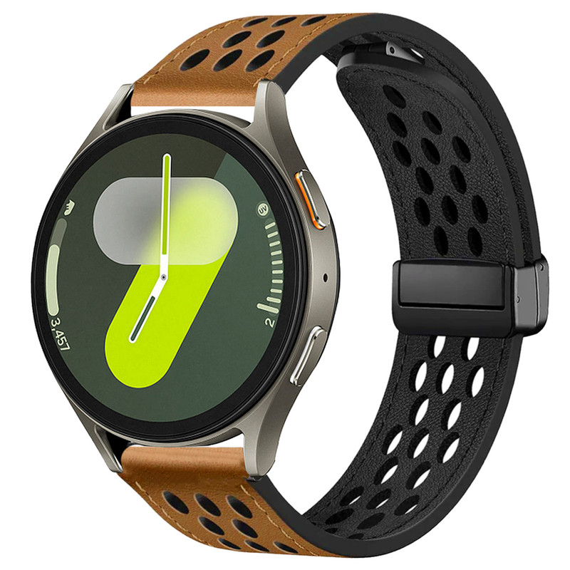 بند اسپریگ مدل Nk Leather magnet مناسب برای ساعت هوشمند سامسونگ Galaxy Watch 4/5/6/7/FE سایز 40/43/44/46/47 میلی متری