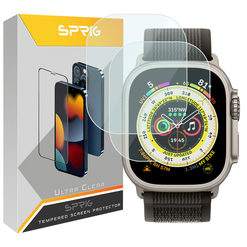 محافظ صفحه نمایش شیشه‌ای اسپریگ مدل SH-SP مناسب برای ساعت هوشمند اولترا TW8 بسته دو عددی