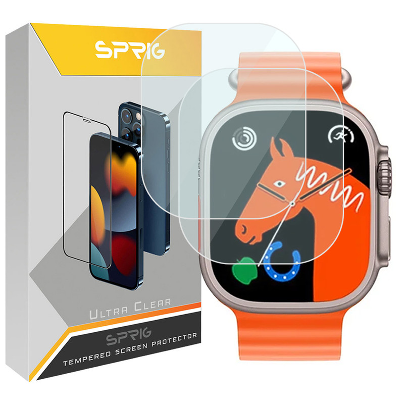 محافظ صفحه نمایش شیشه‌ای اسپریگ مدل SH-SP مناسب برای ساعت هوشمند اولترا BML بسته دو عددی