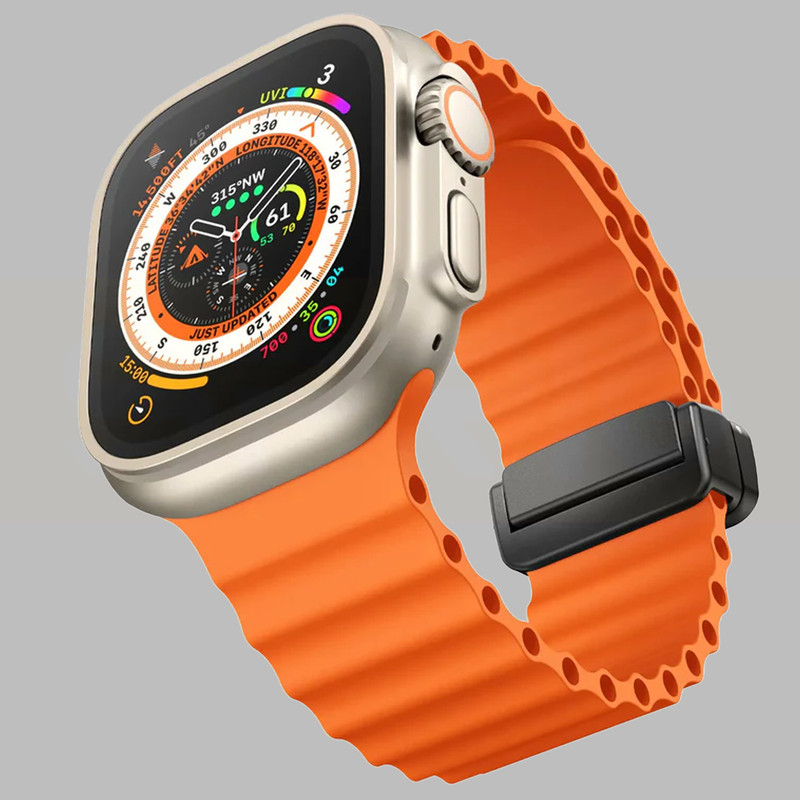 بند اسپریگ مدل Ocean MGNT مناسب برای اپل واچ سری SE2021/7/8/9 سایز 45 میلی متری