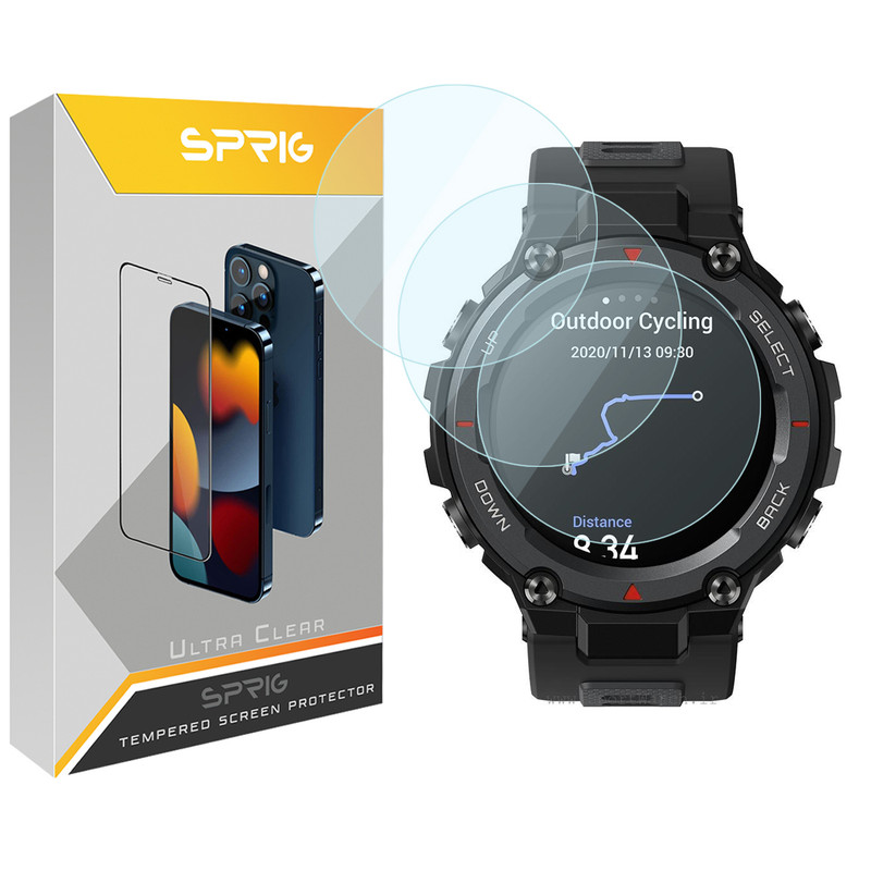 محافظ صفحه نمایش شیشه ای اسپریگ مدل SPG مناسب برای ساعت هوشمند امیزفیت T-Rex Pro بسته سه عددی