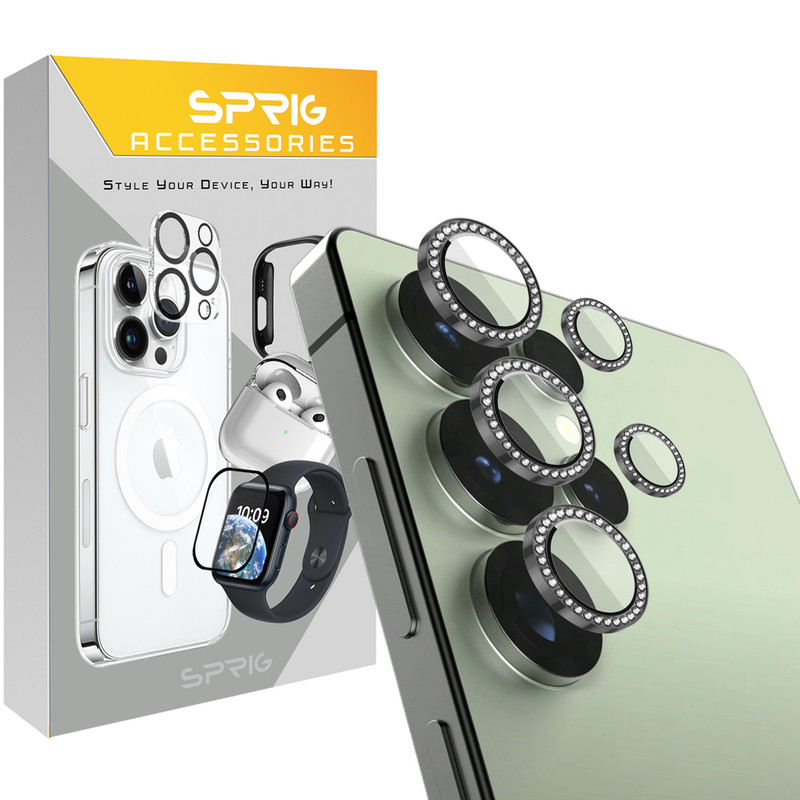 محافظ لنز دوربین رینگی اسپریگ مدل Ring metal Diamond مناسب برای گوشی موبایل سامسونگ Galaxy S25 ultra