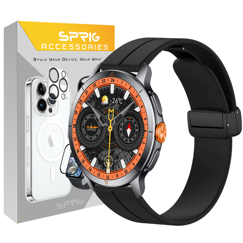 بند اسپریگ مدل Silicone Magnet TW مناسب برای ساعت هوشمند گلوریمی GX Race size 22mm