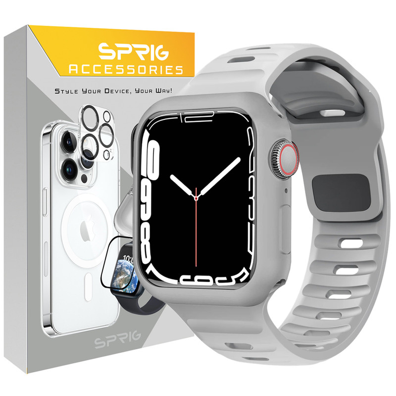 بند اسپریگ مدل Spig Protection مناسب برای اپل واچ سری 7/8/9 سایز 41 میلی متری به همراه کاور