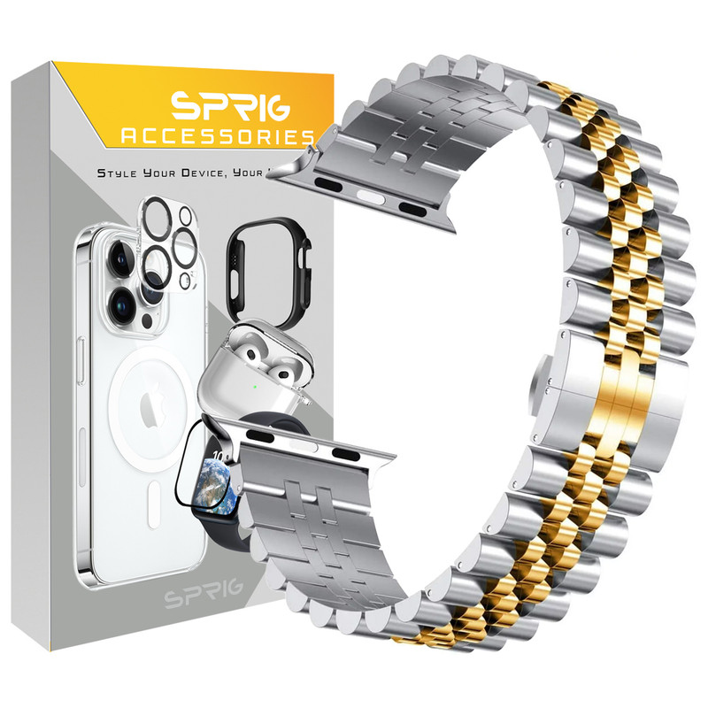 بند اسپریگ مدل 5Bead Dual color مناسب برای اپل واچ Series SE 2022 Aluminum Case 40mm / SE 2021 Aluminum Case 40mm / Series 5 40mm / Series 6 40mm / Series 4 40mm