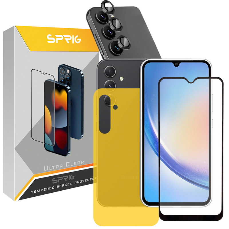 محافظ لنز دوربین اسپریگ مدل Ring-BK-FU مناسب برای گوشی موبایل سامسونگ Galaxy A14 4G / A14 5G به همراه محافظ پشت و محافظ صفحه نمایش 