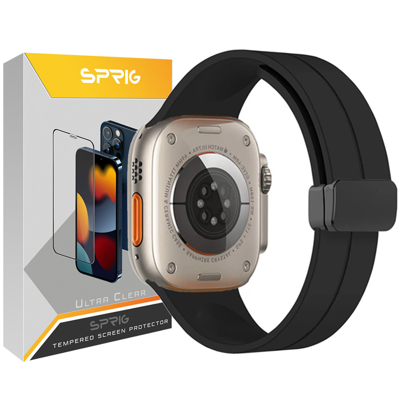 بند اسپریگ مدل Magnetic Silicon مناسب برای اپل واچ 42 / 44 / 45 / 49 میلی متر