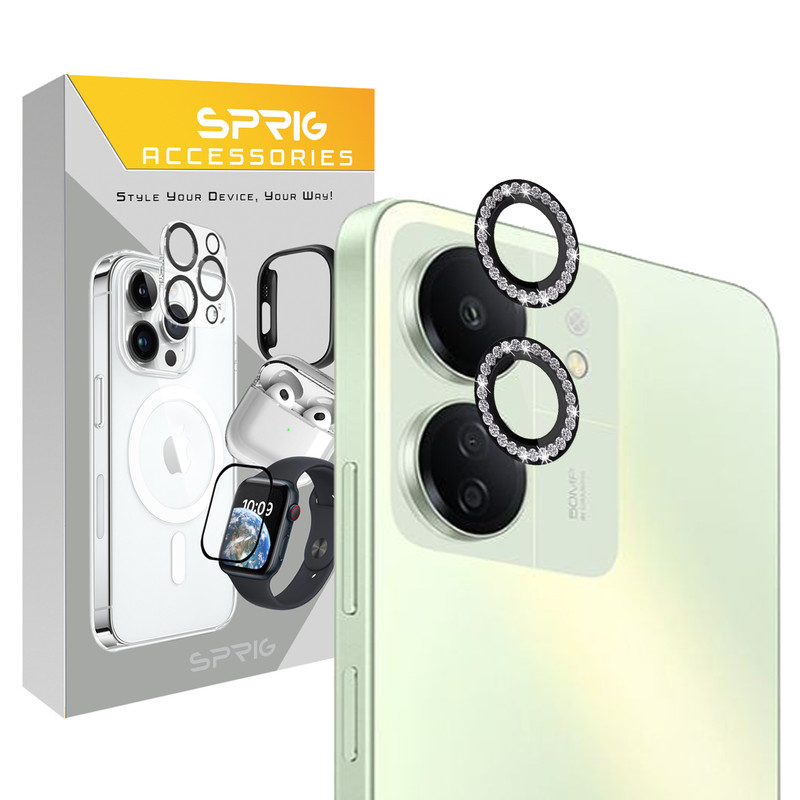 محافظ لنز دوربین رینگی اسپریگ مدل Ring Metal Diamond مناسب برای گوشی موبایل شیائومی Redmi 13C