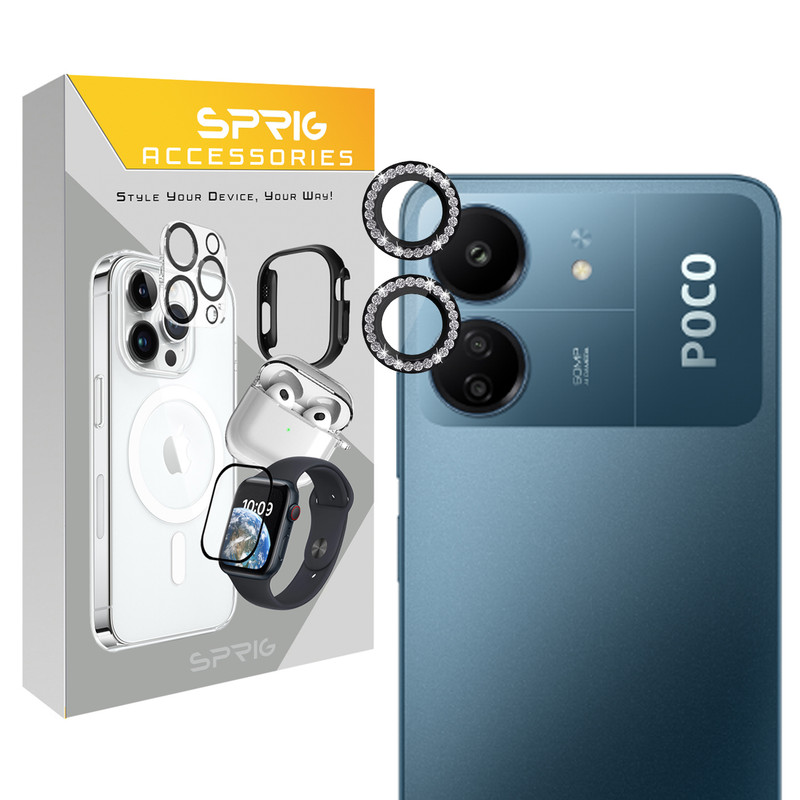 محافظ لنز دوربین رینگی اسپریگ مدل Ring Metal Diamond مناسب برای گوشی موبایل شیائومی Poco C65