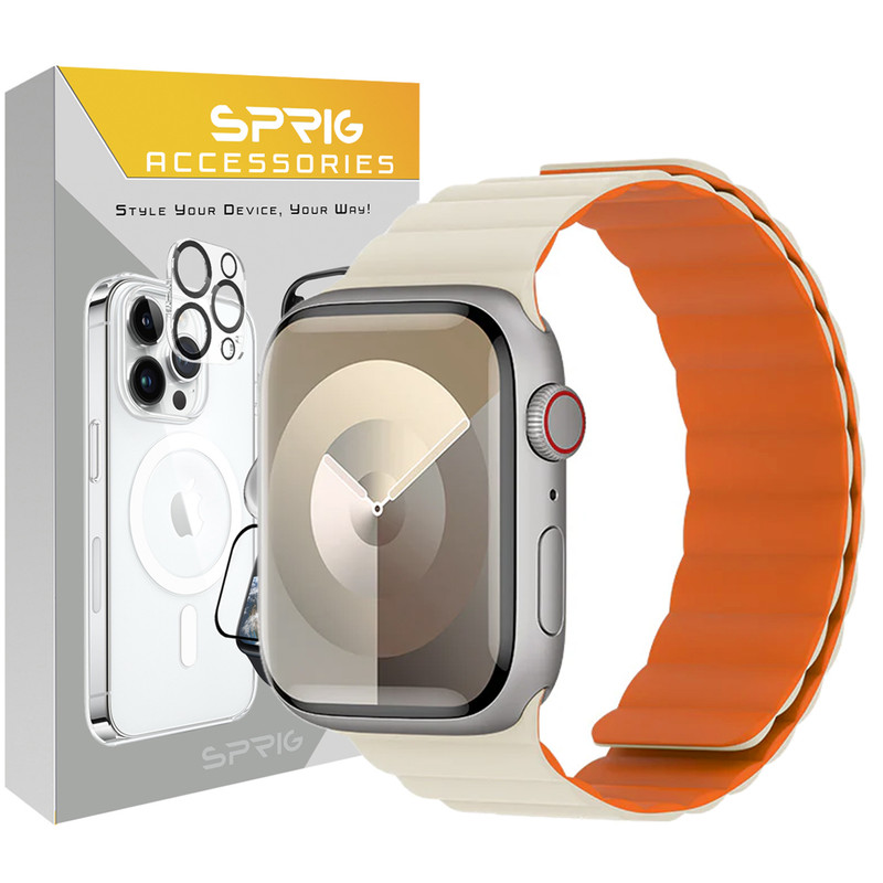 بند اسپریگ مدل Silicone Magnetic Link مناسب برای اپل واچ Series 7 Aluminum 45mm / Series 8 Aluminum 45mm / Series 9 Aluminum 45mm