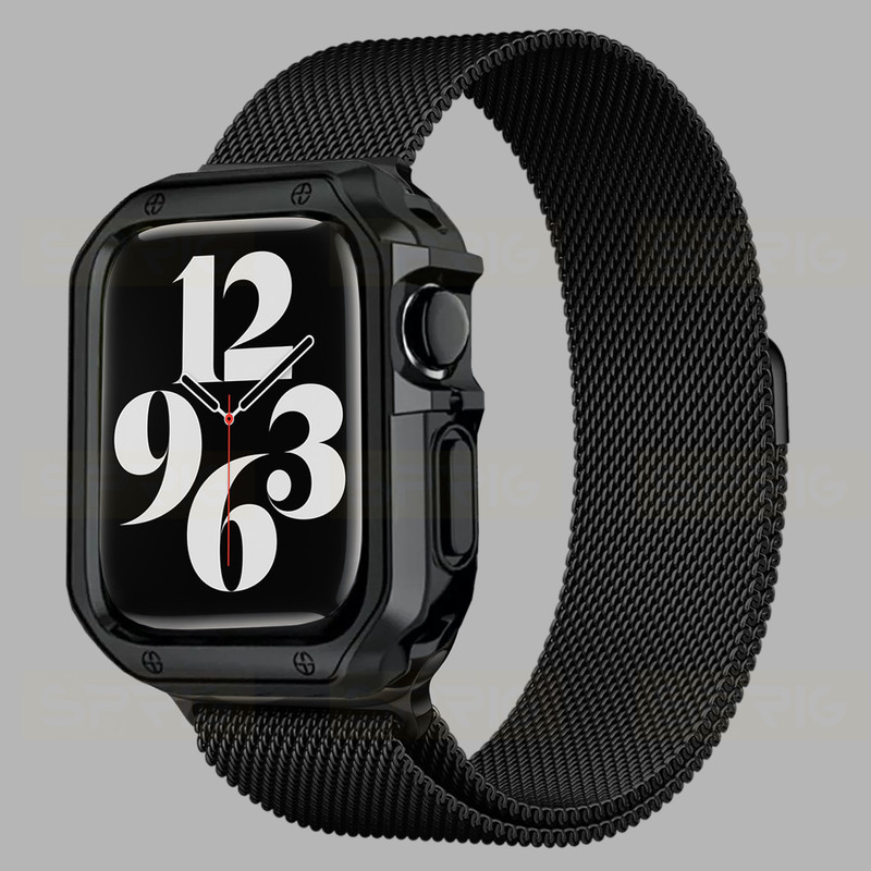 بند اسپریگ مدل Milanese LX Cover مناسب برای اپل واچ سری 7/8/9 سایز 45 میلی متری به همراه کاور