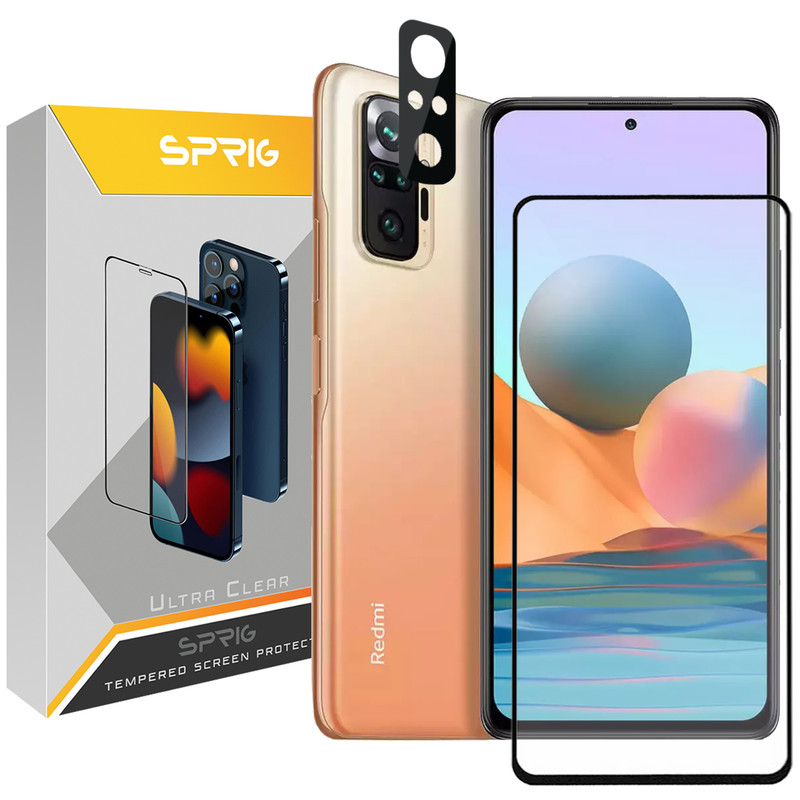 محافظ لنز دوربین اسپریگ مدل 3D-FU مناسب برای گوشی موبایل شیائومی Redmi Note 10 4G / Note 10s 4G به همراه محافظ صفحه نمایش