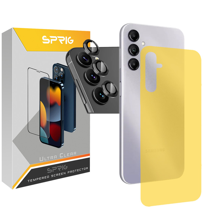 محافظ لنز دوربین اسپریگ مدل RingMetal-BK مناسب برای گوشی موبایل سامسونگ Galaxy A14 به همراه محافظ پشت